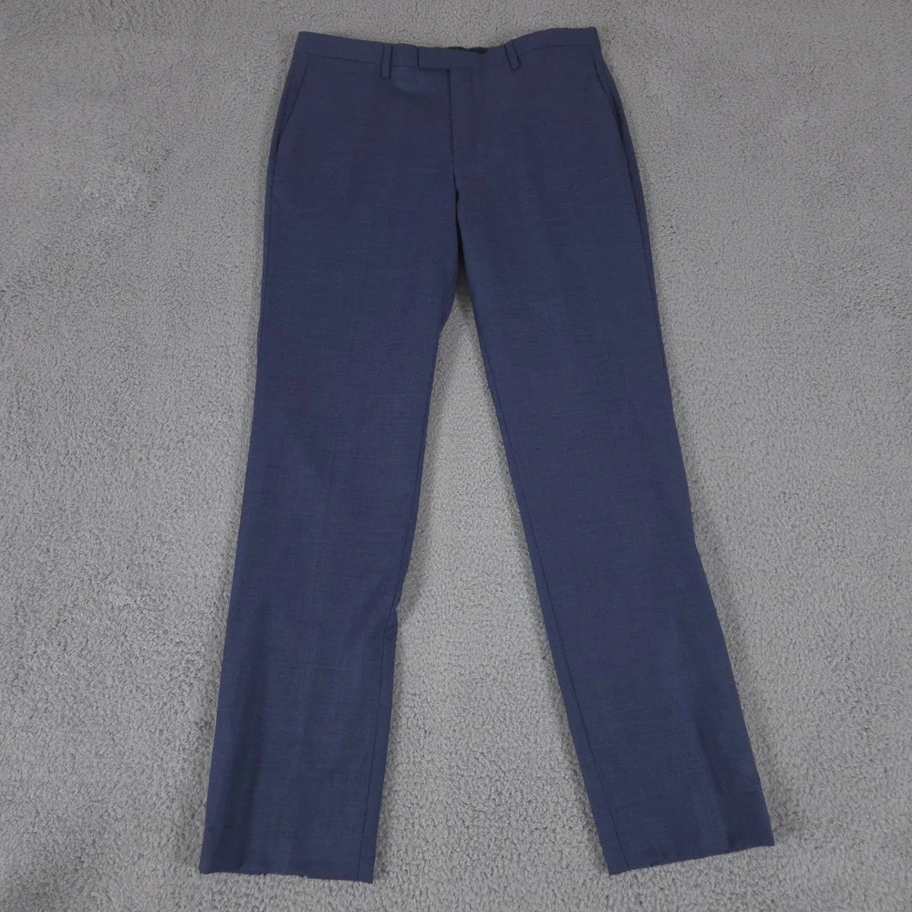 Banana Republic Pants Mens 35x36 Blue Slim Fit Marzotto Wool Trousers Slacks